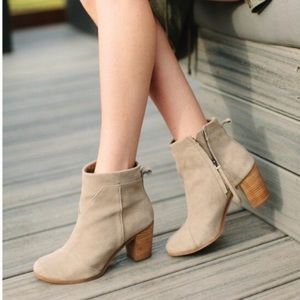 Toms Lunata Cream Suede Ankle Zip Booties